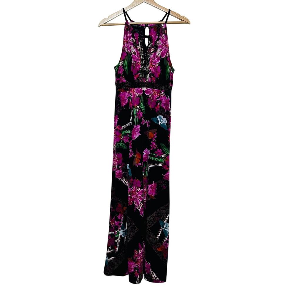 INC International Concepts Maxi Dress Halter Beaded Neck Boho Floral PM Resort - Picture 6 of 9